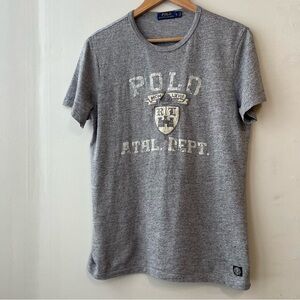 Polo Ralph Lauren T Shirt Mens Large Gray Athletic Dept Embroidered Crest Logo